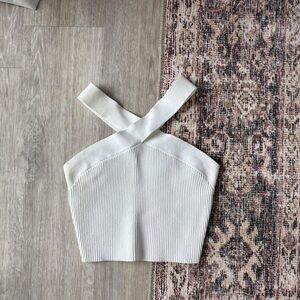 Elegant White Ribbed Women's Top